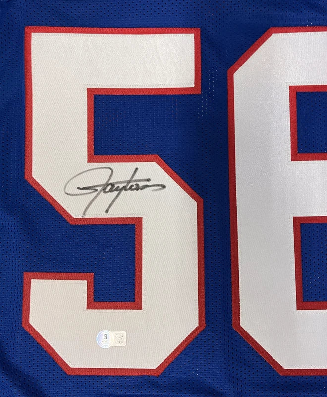 Lawrence Taylor Autographed #56 Navy Blue Throwback Custom Jersey Beckett Witnessed