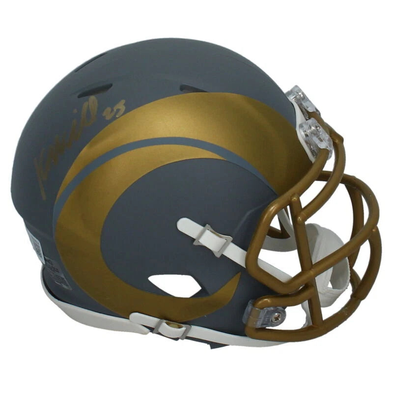 Kyren Williams Autographed Los Angeles Rams Slate Speed Mini Helmet Beckett Witnessed