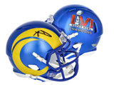 AARON DONALD Autographed Los Angeles Rams SB LVI Champs Logo Speed Mini Helmet FANATICS