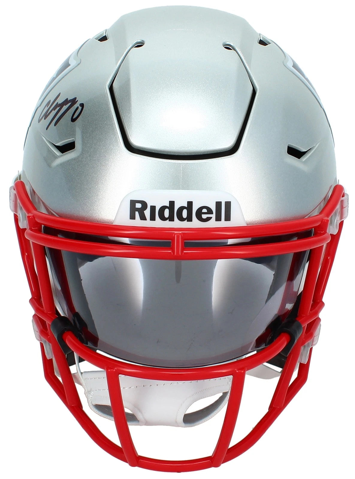 Christian Gonzalez Autographed New England Patriots Speedflex Midi Helmet Beckett Witnessed