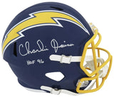 Charlie Joiner Signed Chargers Navy Throwback Riddell Full Size Speed Replica Helmet w/HOF'96 Schwartz Sports