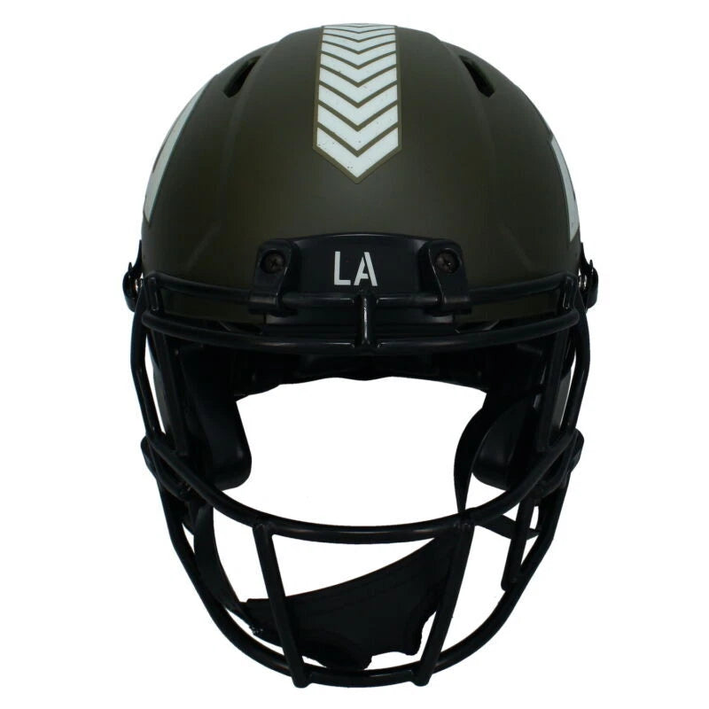 Kyren Williams Autographed (In Yellow) Los Angeles Rams 2022 Salute to Service Speed Authentic Helmet Beckett Witnessed