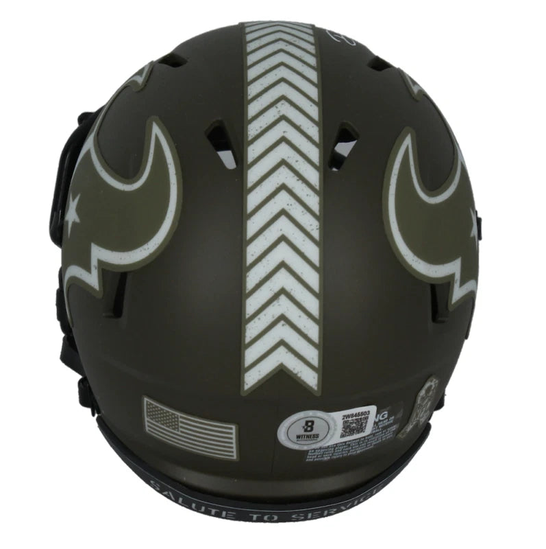 Dalton Schultz Autographed Houston Texans 2022 Salute to Service Speed Mini Helmet Beckett Witnessed