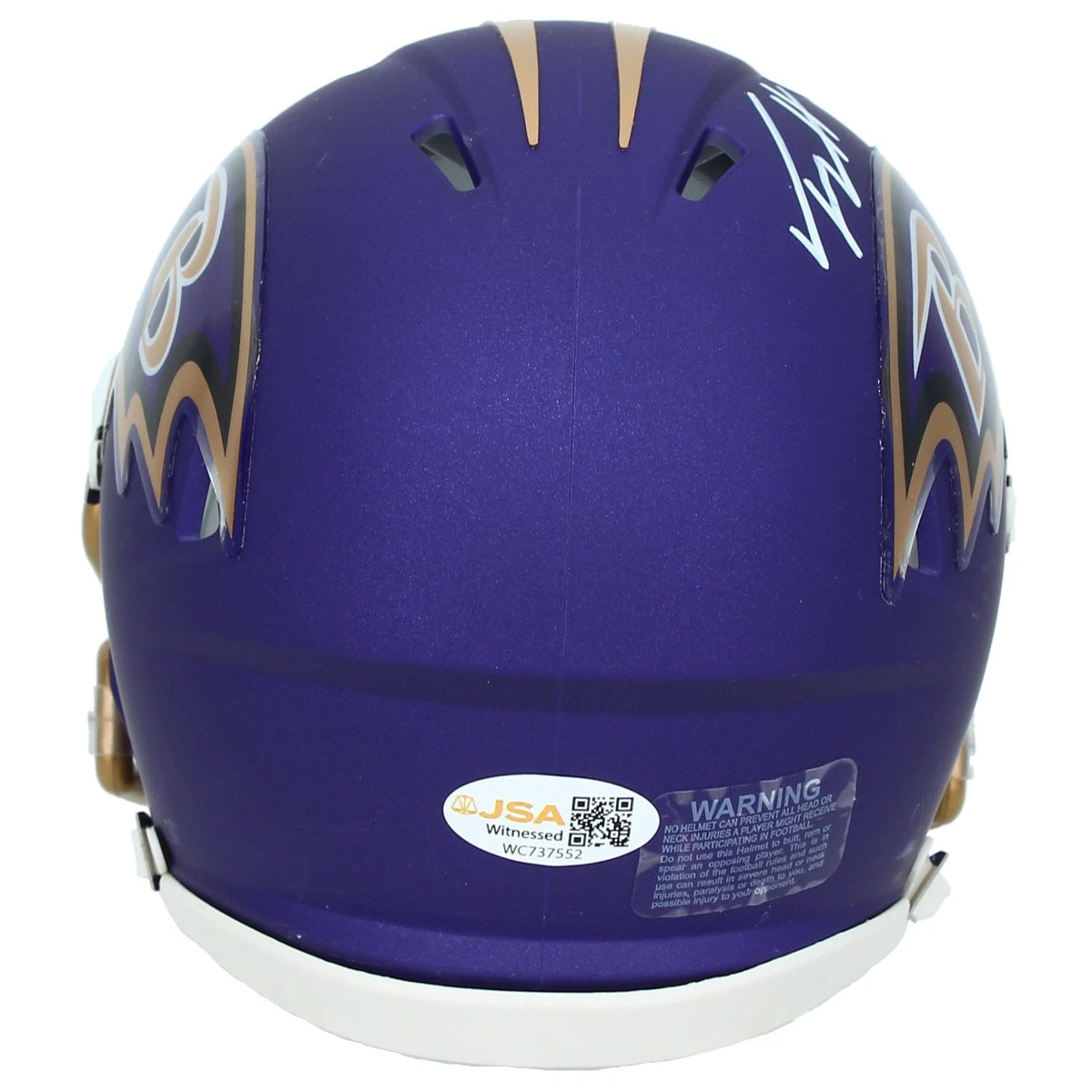 Trey Hendrickson Autographed Baltimore Ravens Purple 2026 Alternate Speed Mini Helmet JSA Witnessed