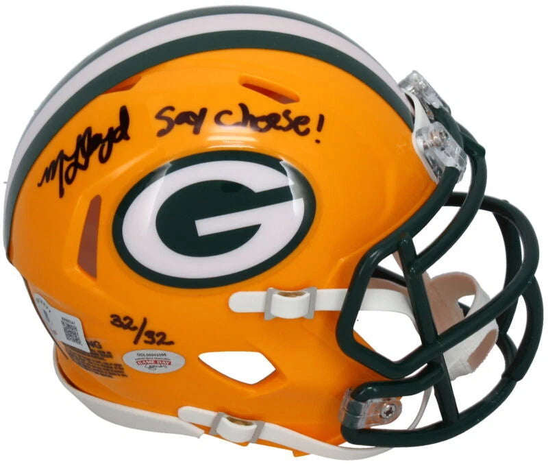 MarShawn Lloyd Autographed/Inscribed "Say Cheese!" Green Bay Packers Speed Mini Helmet GDL/Beckett LE 32/32