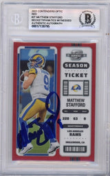Matthew Stafford Autographed Los Angeles Rams 2022 Panini Contenders Optic Red #27 #/175 BAS Authenticated Trading Card Fanatics