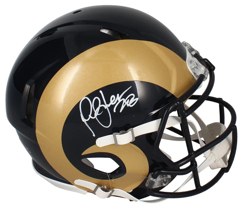 Marshall Faulk Autographed Rams 2006-16 Throwback Speed Authentic Helmet Beckett Witnessed