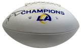 AARON DONALD Autographed Los Angeles Rams SB LVI Champs Logo White Panel Football FANATICS