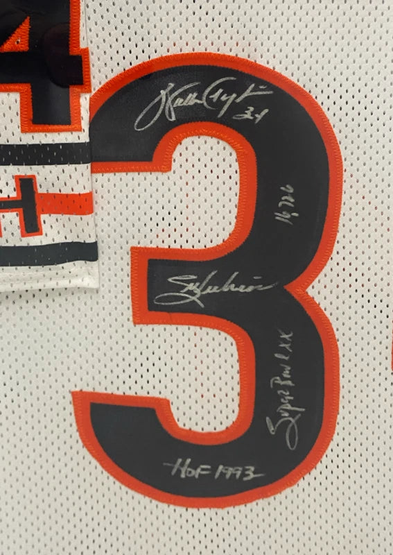 Walter Payton Autographed/Multi-Inscribed Custom Framed Chicago Bears Career Highlights Embroidered Stat Jersey Walter Payton Hologram