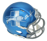 Aidan Hutchinson Autographed Detroit Lions Blue 2023 Alternate Speed Mini Helmet Beckett Witnessed