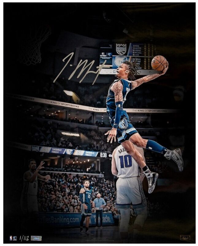 JA MORANT Autographed Memphis Grizzlies "Flight" 16" x 20" Photograph PANINI LE 112