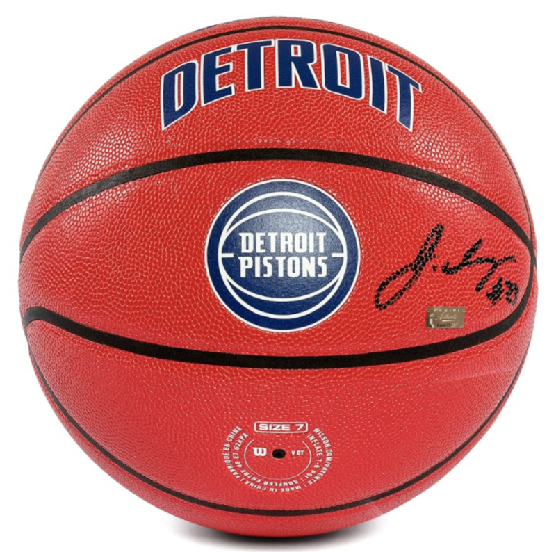 JADEN IVEY Autographed Detroit Pistons NBA 75th Anniversary Red City Edition Basketball PANINI