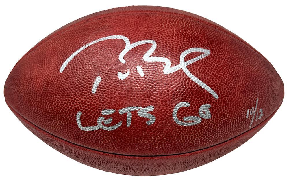 TOM BRADY Autographed/Inscribed "Let's Go" New England Patriots Metallic Logo Football LE 12 FANATICS