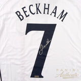 David Beckham Autographed England National Team Score Draw White #7 Jersey Panini