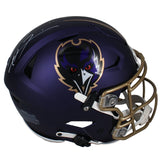 Ray Lewis Autographed Baltimore Ravens Purple 2024 Alternate Speedflex Authentic Helmet Beckett Witnessed