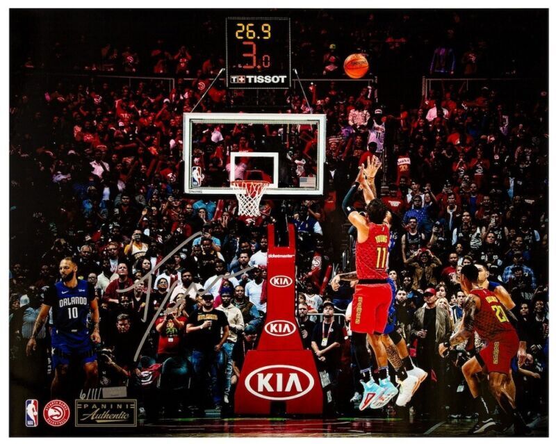 TRAE YOUNG Autographed Atlanta Hawks "3 Ball" 16" x 20" Photo PANINI LE 111