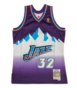 KARL MALONE Autographed Utah Jazz Mitchell & Ness Purple 1996 Road Swingman Jersey FANATICS