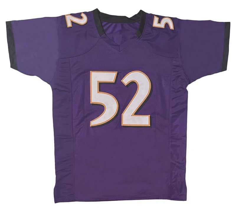 Ray Lewis Autographed Purple #52 Custom Jersey Beckett Witnessed