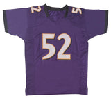 Ray Lewis Autographed Purple #52 Custom Jersey Beckett Witnessed