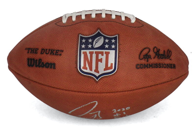 Joe Burrow Autographed/Inscribed "2020 #1 Pick" NFL Color Logo Official Wilson Duke Football Fanatics
