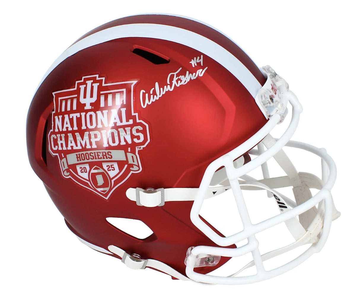 Aidan Fisher Autographed Indiana Hoosiers National Champions Logo Speed Full Size Helmet Beckett Witnessed
