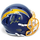 Omarion Hampton Autographed Los Angeles Chargers 1974-87 Throwback Speed Full Size Helmet Beckett Witnessed