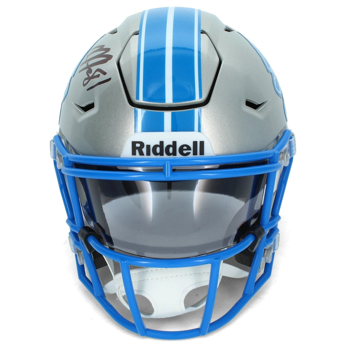 Calvin Johnson Autographed Detroit Lions Midi Speedflex Helmet Beckett Witnessed