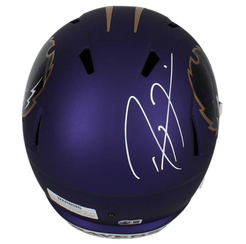Ray Lewis Autographed Baltimore Ravens Purple 2024 Alternate Speed Full Size Helmet Beckett Witnessed