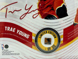 TRAE YOUNG Hawks Framed 15" x 17" Game Used Basketball Collage LE 11/50