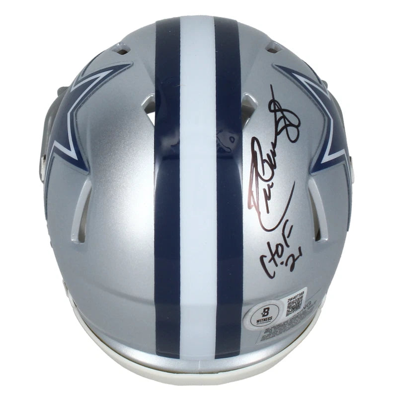 Drew Pearson Autographed/Inscribed "HOF '21" Dallas Cowboys Speed Mini Helmet Beckett Witnessed