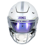 Justin Jefferson Autographed Minnesota Vikings White 2024 Alternate Speedflex Authentic Helmet with Visor Beckett Witnessed