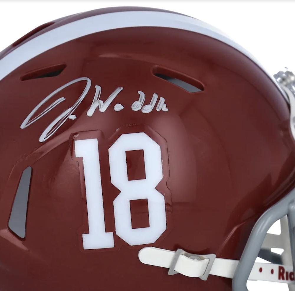 JAYLEN WADDLE Autographed Alabama Crimson Tide Autographed Speed Mini Helmet FANATICS