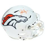 John Elway Autographed Denver Broncos White 2024 Alternate Speedflex Authentic Helmet Beckett Witnessed