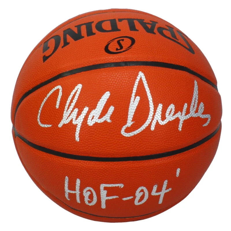 Clyde Drexler Autographed/Inscribed "HOF 04" Spalding NBA Game Ball Series Indoor/Outdoor Basketball Beckett Witnessed