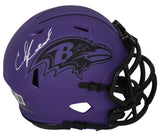 Ed Reed Autographed Baltimore Ravens RAVE Speed Mini Helmet Beckett Witnessed