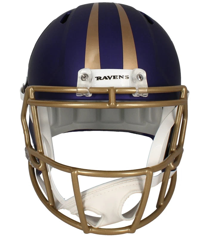Ed Reed Autographed Baltimore Ravens Purple 2024 Alternate Speed Full Size Helmet Beckett Witnessed