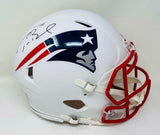 TOM BRADY Autographed New England Patriots White Matte Authentic Speed Helmet Signed in Black Ink with FANATICS LOA