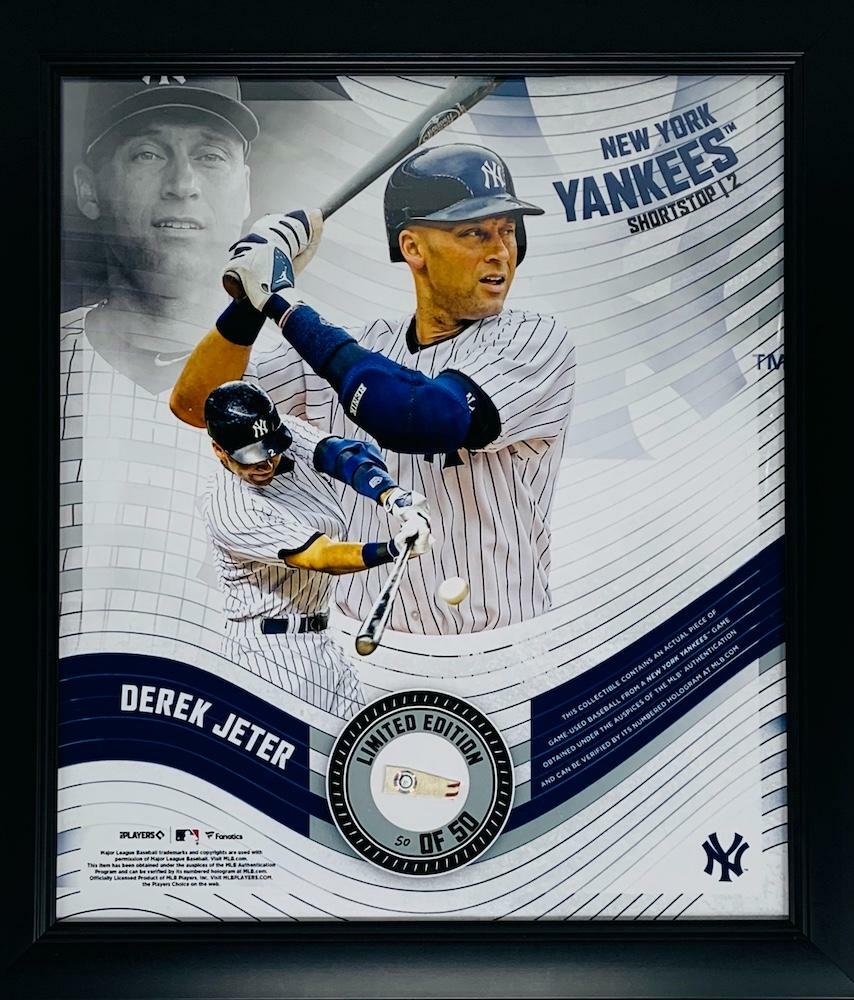 DEREK JETER Yankees Framed 15" x 17" Game Used Baseball Display LE 50/50