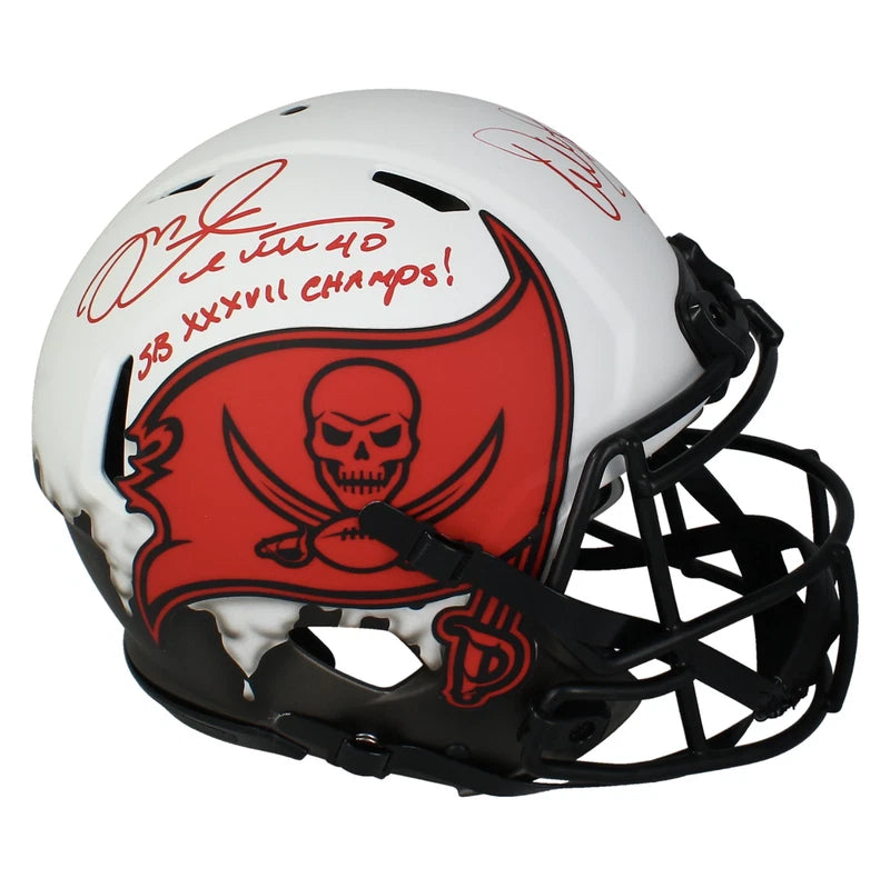Mike Alstott/Warren Sapp Dual Autographed/Inscribed Tampa Bay Buccaneers Custom Lunar Drip Speed Authentic Helmet Beckett Witnessed