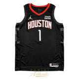Amen Thompson Autographed Houston Rockets Black Jordan Brand Statement Edition Swingman Jersey Panini