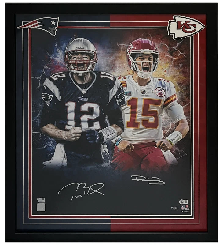 Tom Brady & Patrick Mahomes Autographed 20 x 24 Photo Fanatics and Beckett LE 50