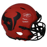 Dalton Schultz Autographed/INSCRIBED TEXANSSWARM! Houston Texans RAVE Speed Authentic Helmet Beckett Witnessed