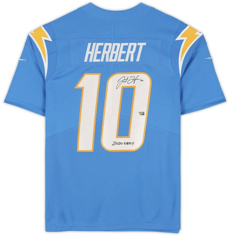Justin Herbert Autographed/Inscribed "2020 OROY" Los Angeles Chargers Powder Blue Nike Limited Jersey Fanatics