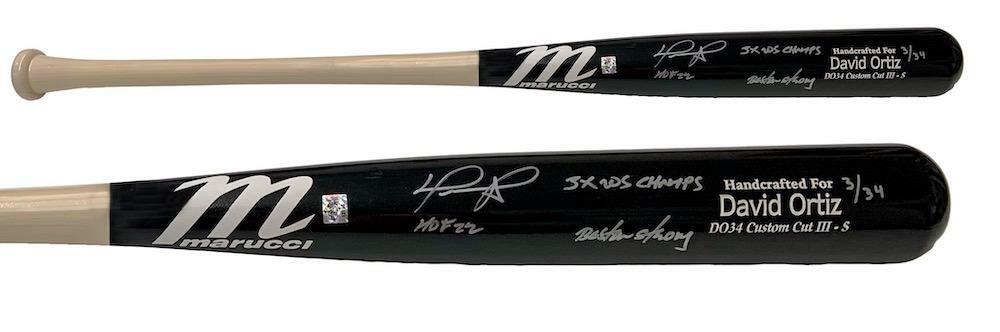 DAVID ORTIZ Boston Red Sox Autographed/Multi-Inscribed Black Marucci Game Model Bat LE 34 FANATICS