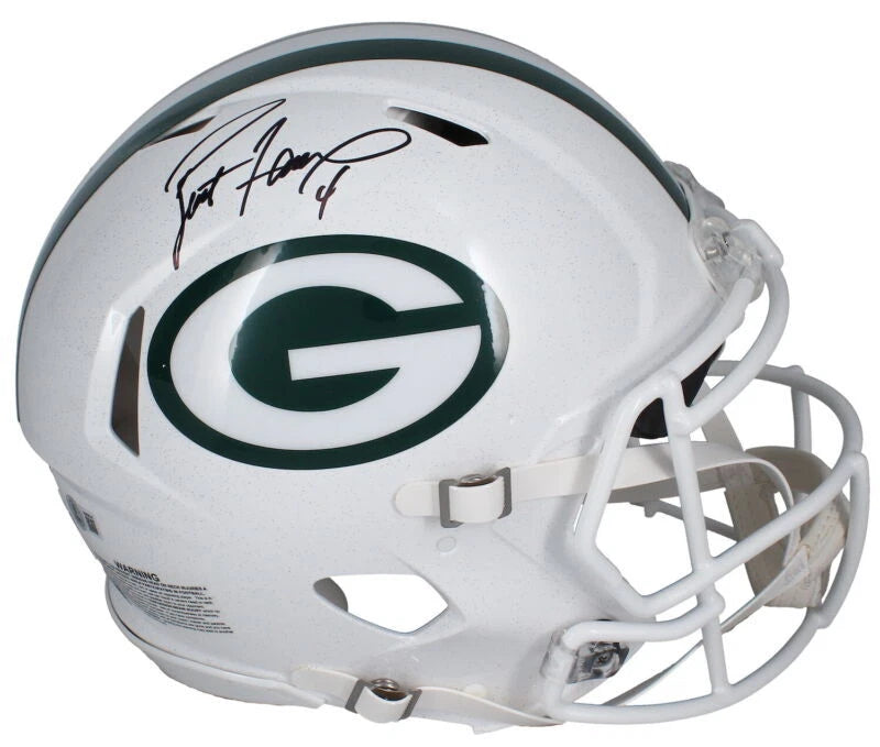 Brett Favre Autographed Green Bay Packers White 2024 Alternate Speed Authentic Helmet Beckett Witnessed