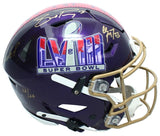 Brock Purdy/Christian McCaffrey/Deebo Samuel Triple Autographed Super Bowl LVIII Speedflex Authentic Helmet Fanatics LE 24