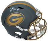 Jordan Love Autographed Green Bay Packers Slate Speed Full Size Helmet Beckett Witnesed