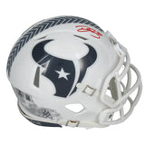 Dalton Schultz Autographed (In Red) Houston Texans 2024 Salute to Service Speed Mini Helmet Beckett Witnessed
