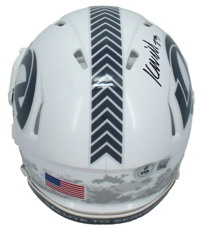 Kyren Williams Autographed Los Angeles Rams 2024 Salute to Service Speed Mini Helmet Beckett Witnessed