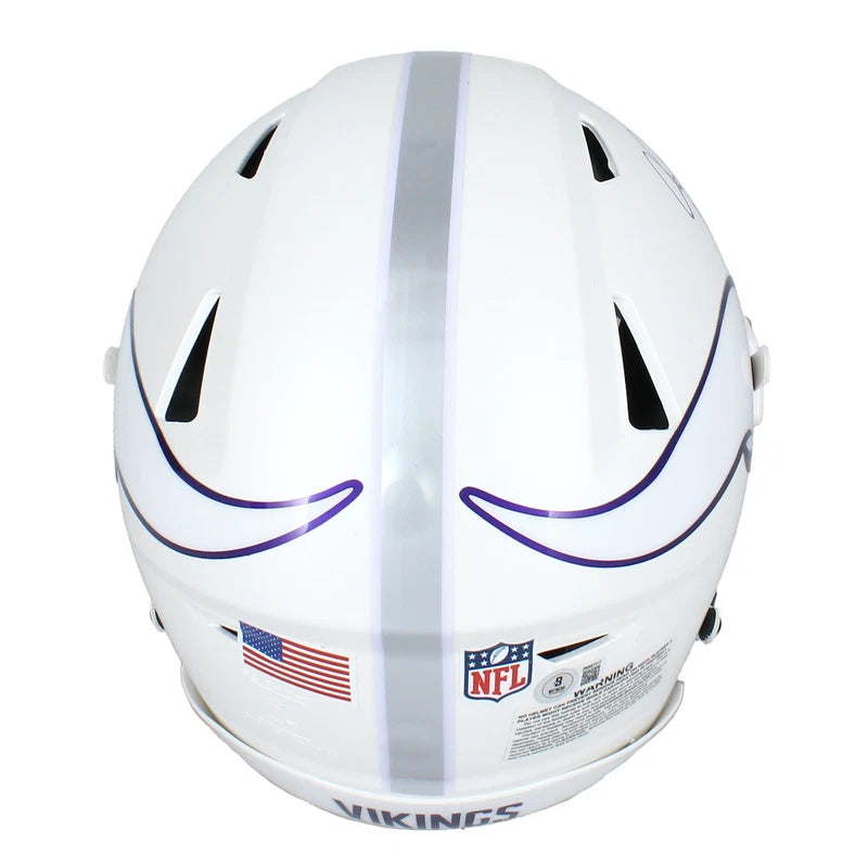 Justin Jefferson Autographed Minnesota Vikings White 2024 Alternate Speedflex Authentic Helmet with Visor Beckett Witnessed